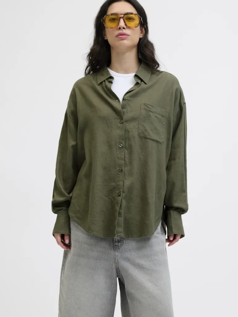 JXJAMIE BREEZE SUMMER LS SHIRT WVN SN dusty olive