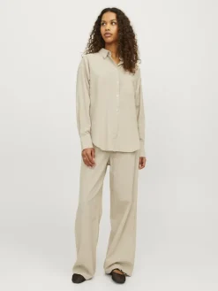 JXJAMIE LS RLX LINEN BLEND SHIRT WVN SN cement