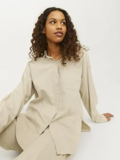 JXJAMIE LS RLX LINEN BLEND SHIRT WVN SN cement