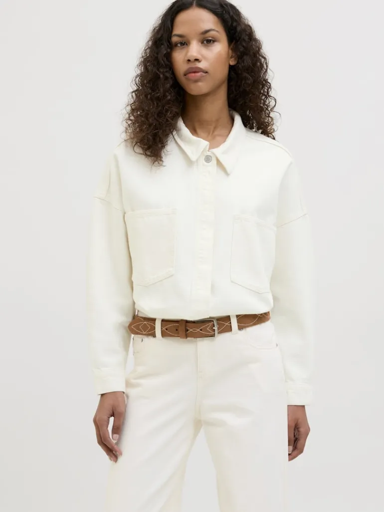 JXJAMILA LS DENIM OVERSHIRT DNM white denim