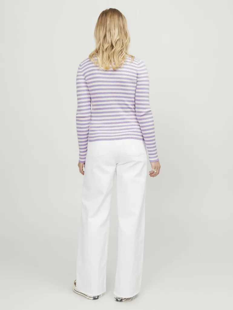 JXJODI TIGHT STRIPE CREW NECK KNIT NOOS lilac breeze