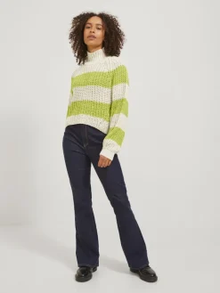 JXKELVY CHUNKY STRIPE HIGH NECK KNIT SN bone white