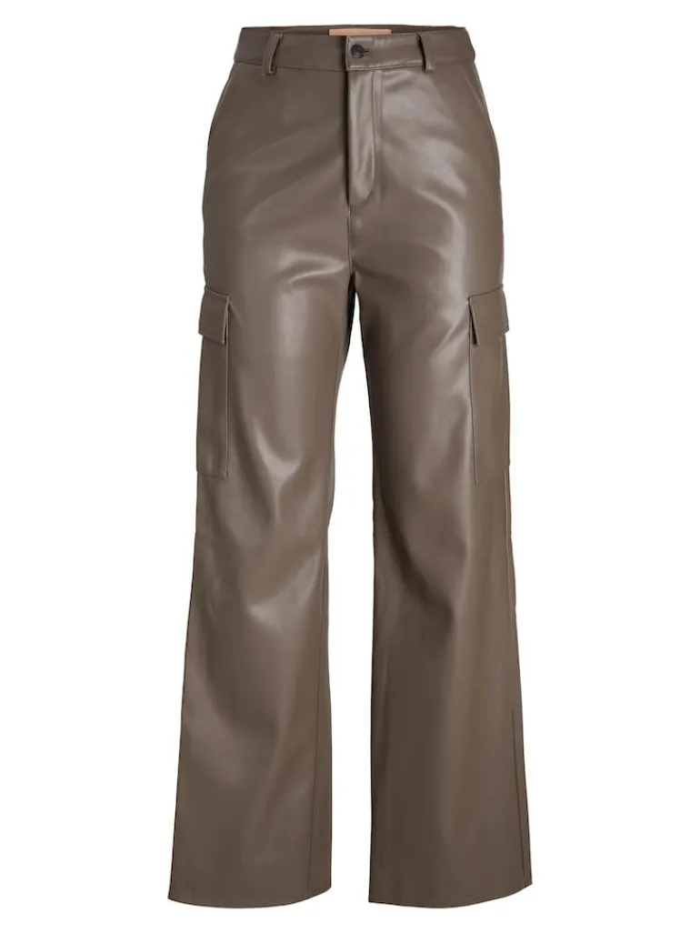 JXKENYA FAUX LEATHER CARGO PANTS morel