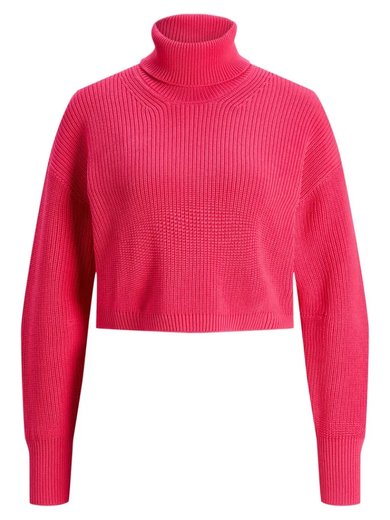 JXLIV TWIST CROP HIGH NECK KNIT raspberry sorbet
