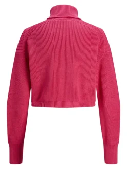 JXLIV TWIST CROP HIGH NECK KNIT raspberry sorbet