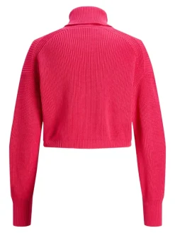 JXLIV TWIST CROP HIGH NECK KNIT raspberry sorbet