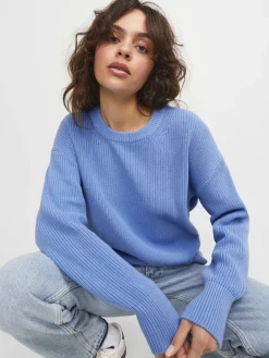 JXMILA TWIST CREW NECK KNIT NOOS silver lake blue