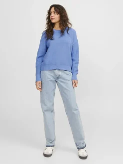 JXMILA TWIST CREW NECK KNIT NOOS silver lake blue