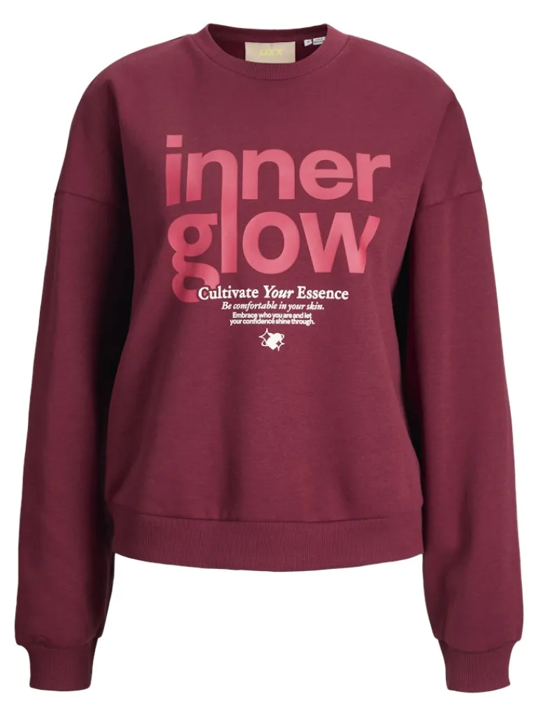 JXMIMI RLX LS PRINT CREW SWT cabernet