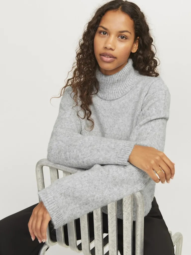 JXROSANNA ROLL NECK KNIT light grey melange