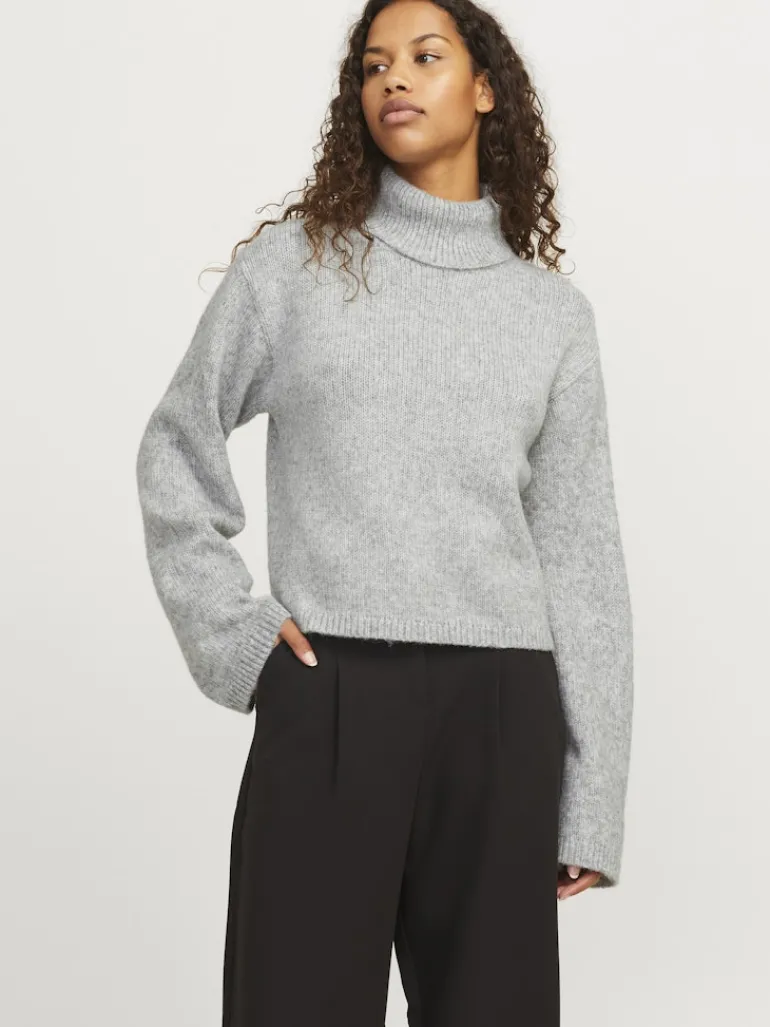 JXROSANNA ROLL NECK KNIT light grey melange