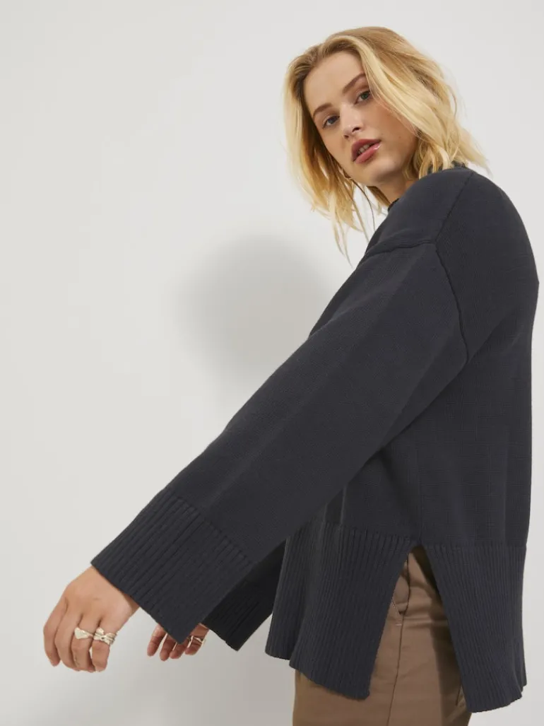 JXSIANA TWIST HIGH NECK KNIT NOOS black