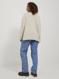 JXSIANA TWIST HIGH NECK KNIT NOOS bone white
