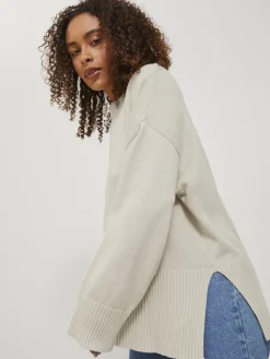 JXSIANA TWIST HIGH NECK KNIT NOOS bone white