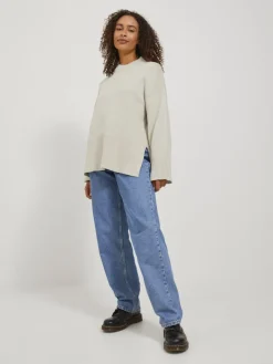 JXSIANA TWIST HIGH NECK KNIT NOOS bone white