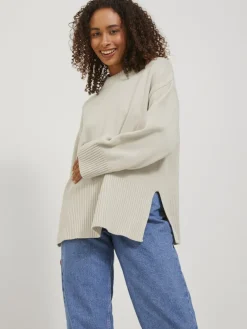 JXSIANA TWIST HIGH NECK KNIT NOOS bone white
