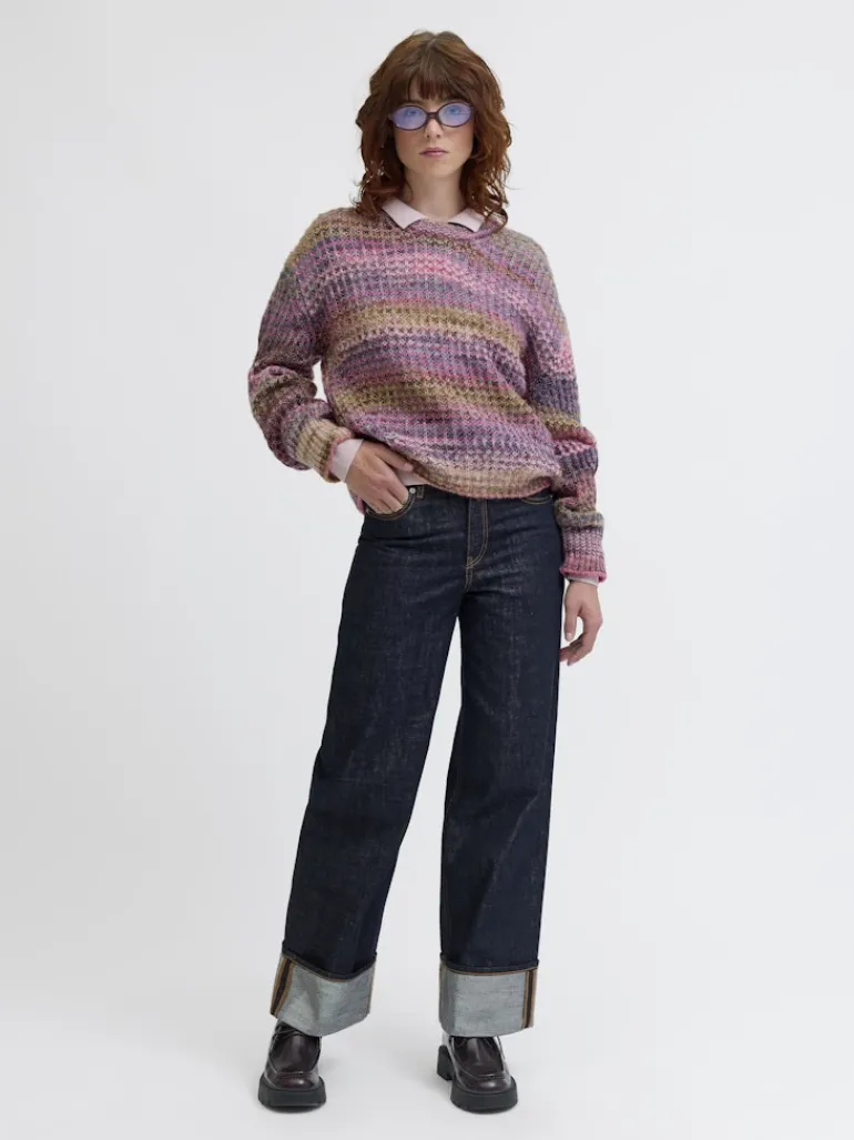 JXSIMONE SPACE DYE CREW NECK KNIT SN cabernet