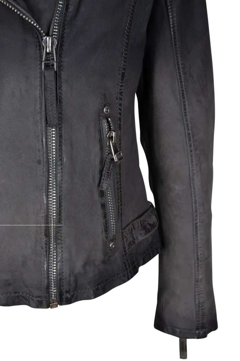 KANDY LAMOV - Lederjacke dusty blue