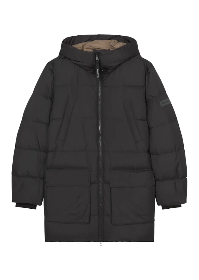 Kapuzen-Daunenjacke regular black