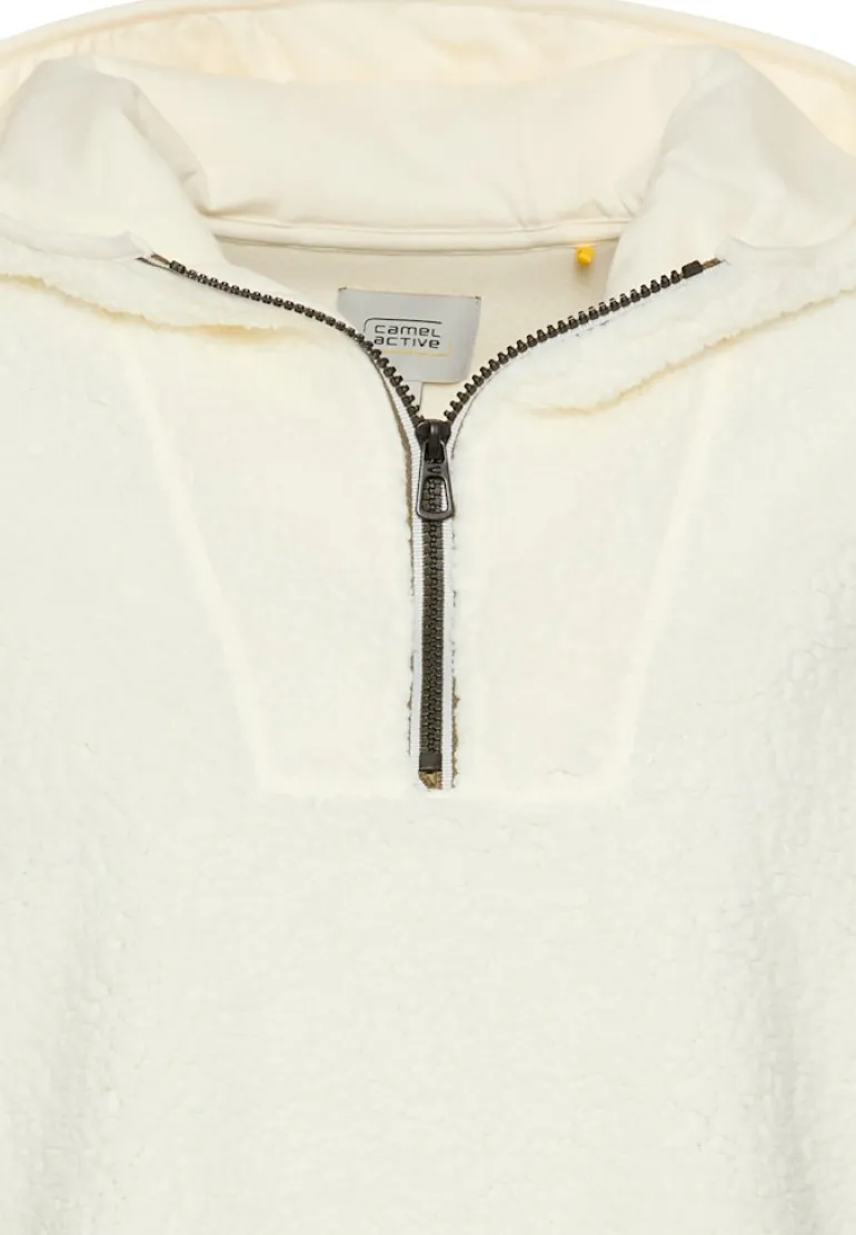 Kapuzenpullover aus Teddyfleece milk white