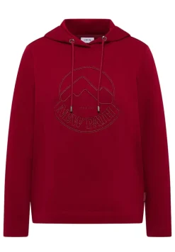 Kapuzenshirt mit Stickerei beaujolais red