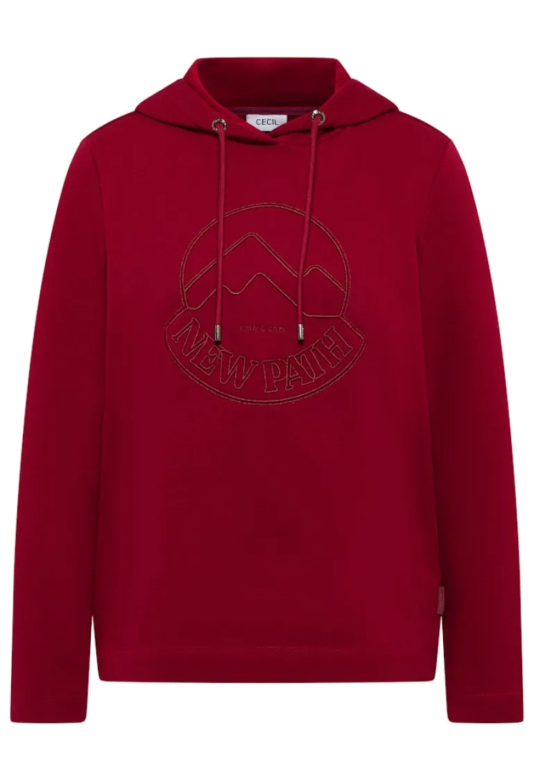 Kapuzenshirt mit Stickerei beaujolais red