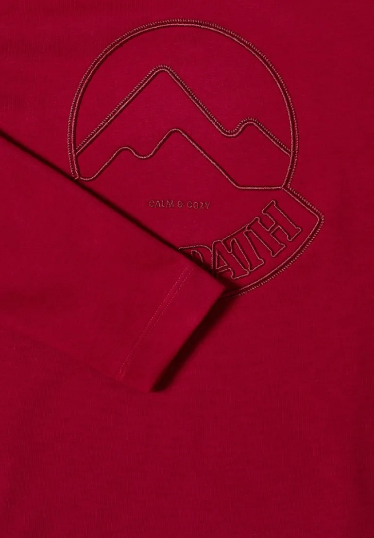 Kapuzenshirt mit Stickerei beaujolais red