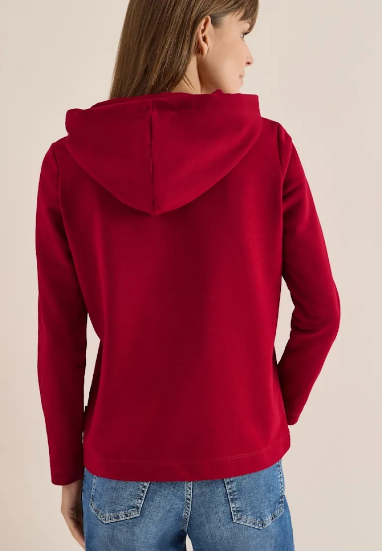 Kapuzenshirt mit Stickerei beaujolais red