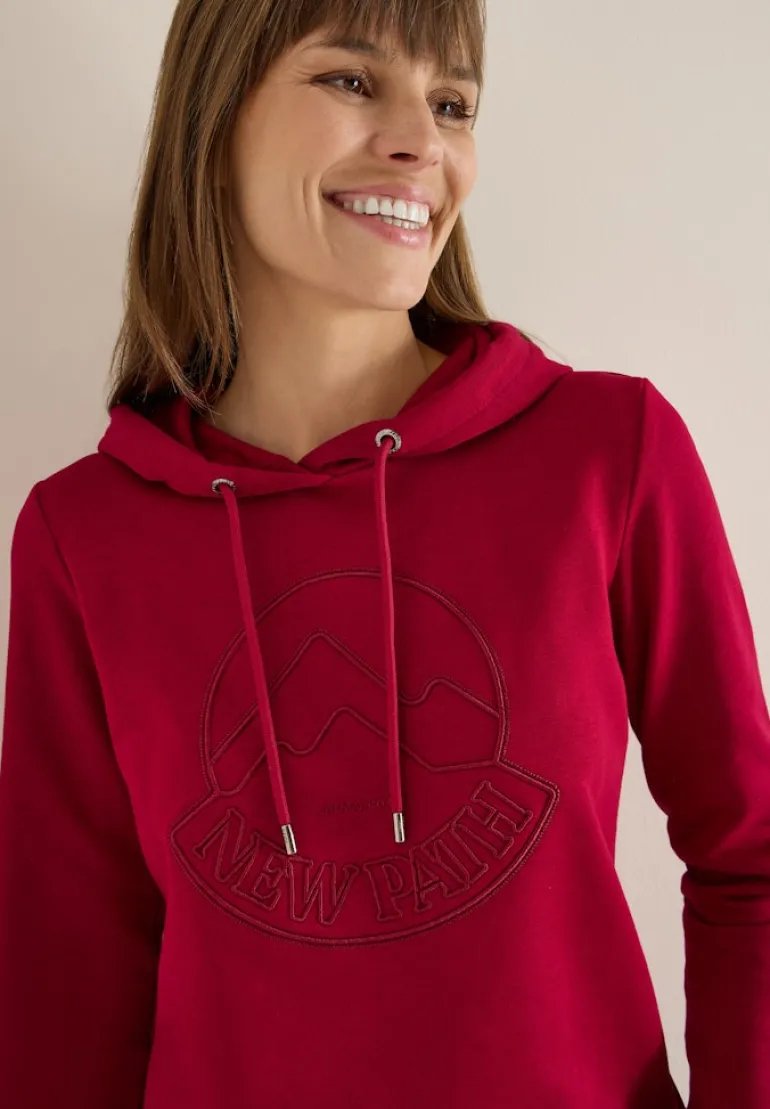 Kapuzenshirt mit Stickerei beaujolais red