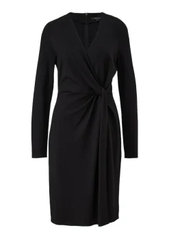 Kleid in Wickeloptik schwarz