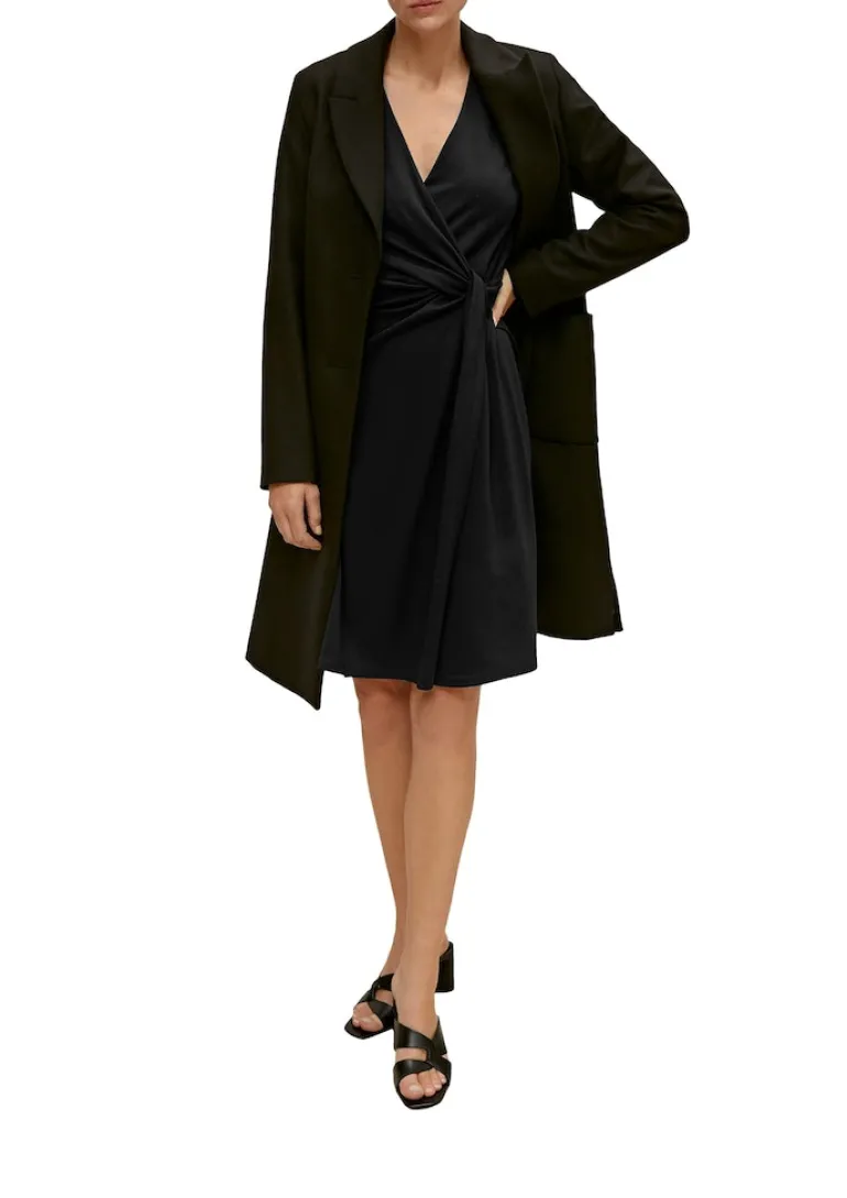 Kleid in Wickeloptik schwarz
