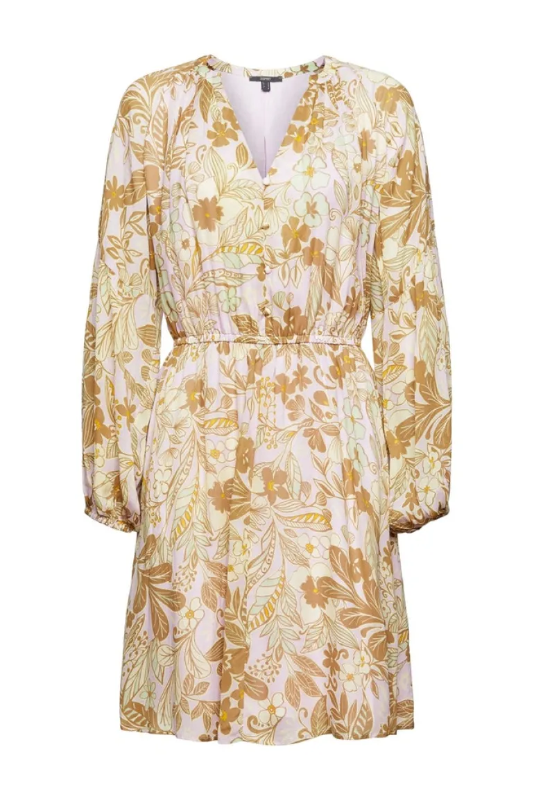 Kleid mit floralem Print beige