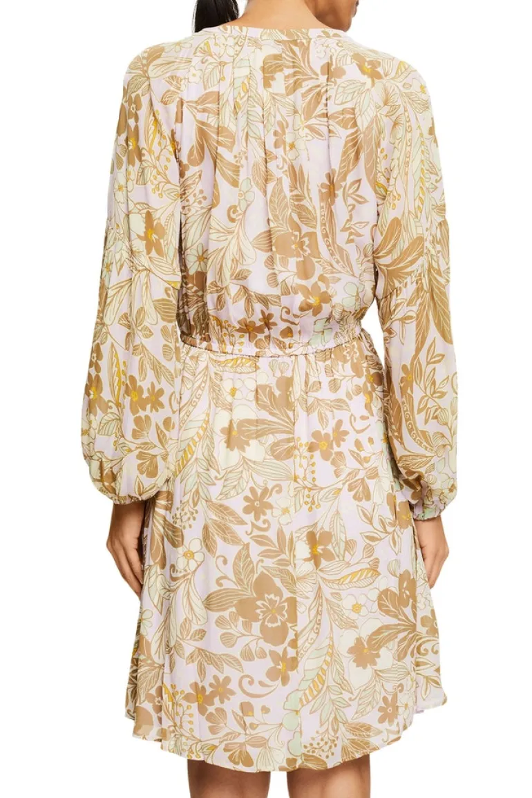Kleid mit floralem Print beige