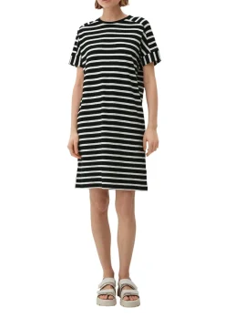 Kleid mit Ringelmuster schwarz