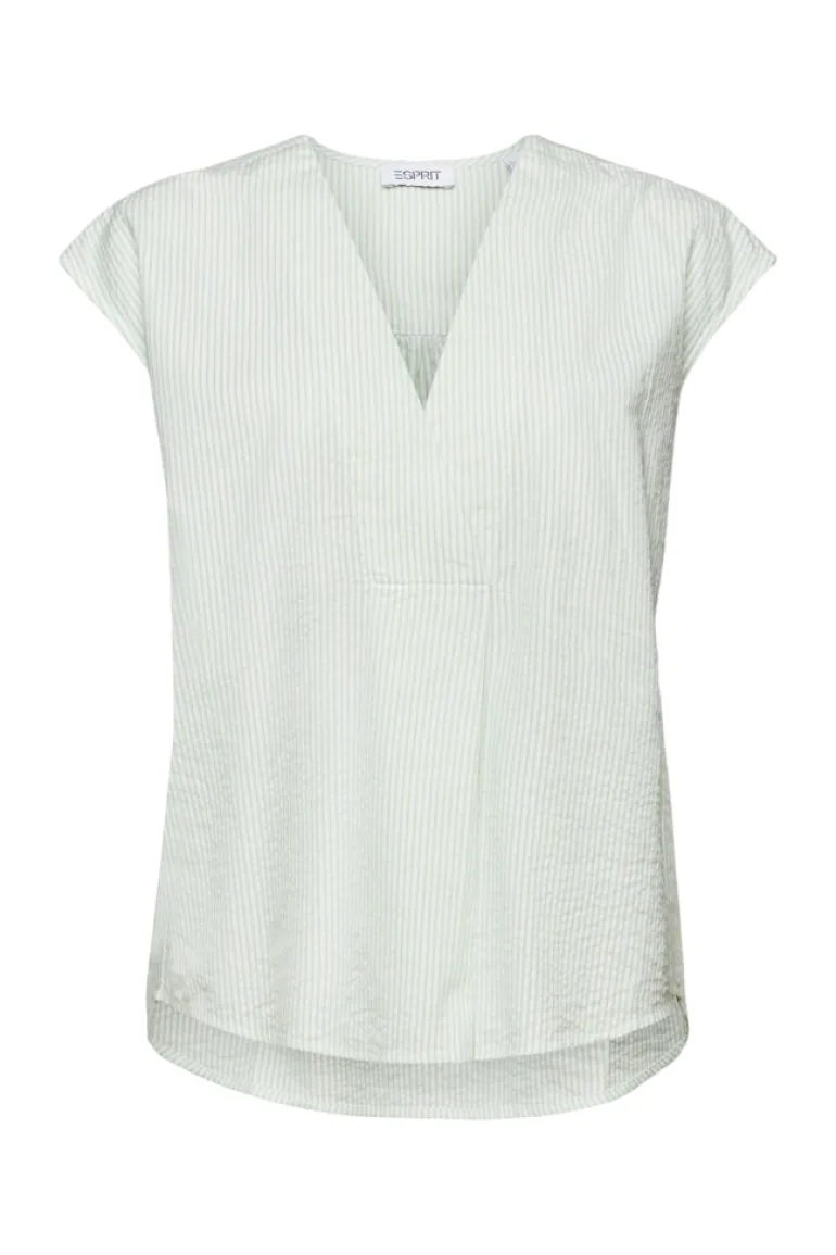 Kurzarm-Bluse Crinkle-Effekt light green