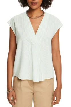 Kurzarm-Bluse Crinkle-Effekt light green