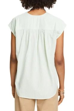Kurzarm-Bluse Crinkle-Effekt light green