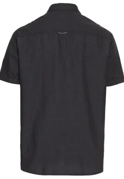 Kurzarmhemd aus einem Baumwoll-Leinenmix dark navy