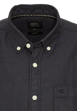Kurzarmhemd aus einem Baumwoll-Leinenmix dark navy