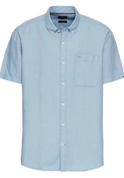 Kurzarmhemd aus einem Baumwoll-Leinenmix smoke blue