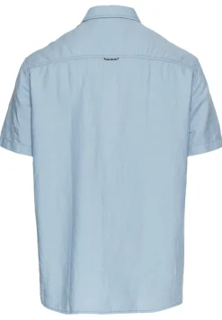 Kurzarmhemd aus einem Baumwoll-Leinenmix smoke blue
