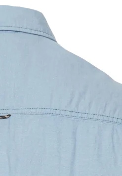Kurzarmhemd aus einem Baumwoll-Leinenmix smoke blue