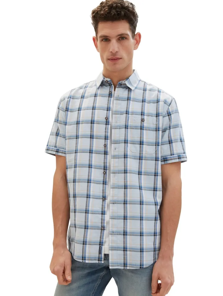 Kurzarmhemd mit Karomuster light blue multicolor check