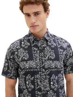 Kurzarmhemd mit Paisleyprint navy big paisley design