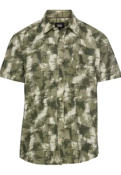 Kurzarmhemd mit Strukturmuster dusty khaki