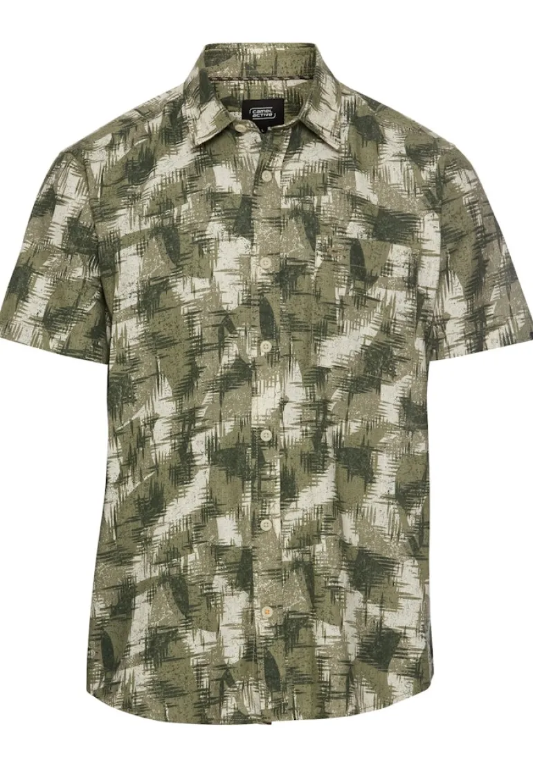 Kurzarmhemd mit Strukturmuster dusty khaki