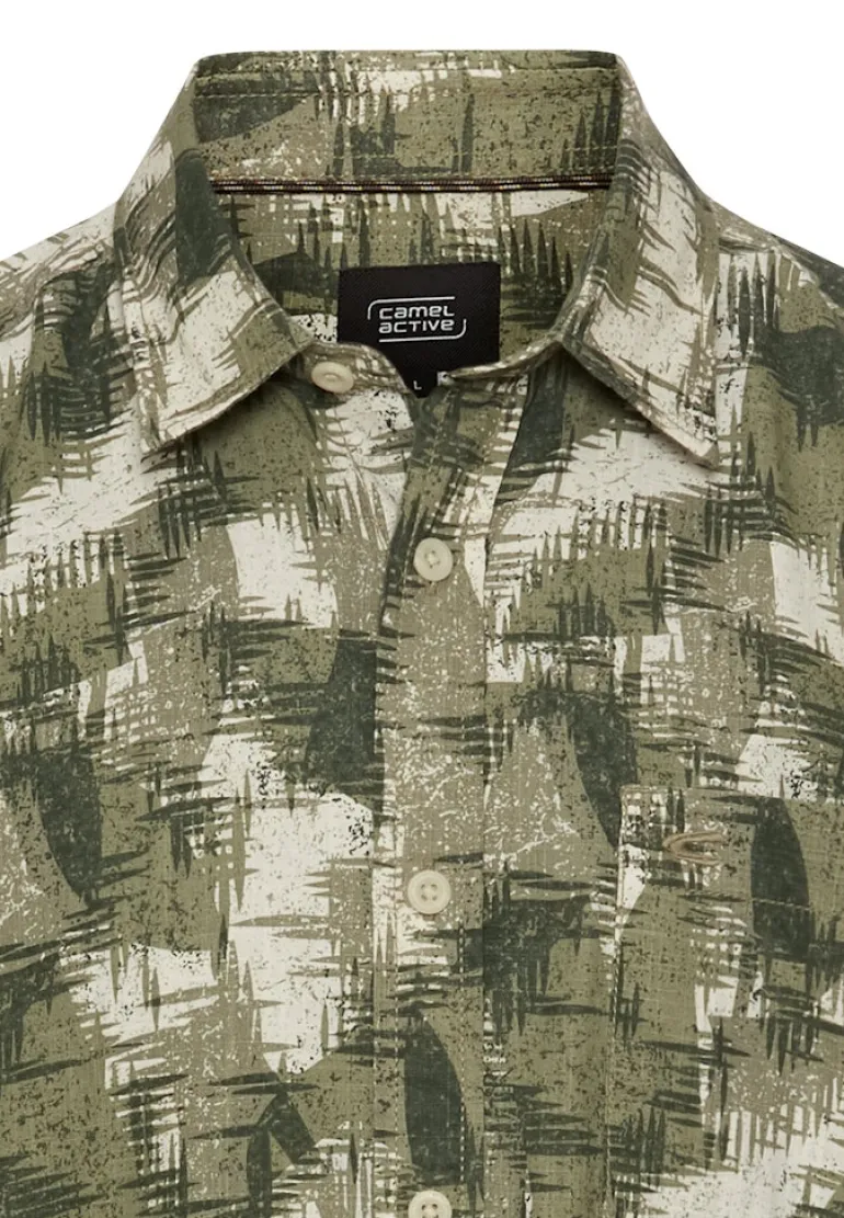 Kurzarmhemd mit Strukturmuster dusty khaki