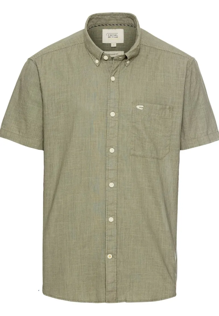 Kurzarmhemd mit Strukturmuster khaki
