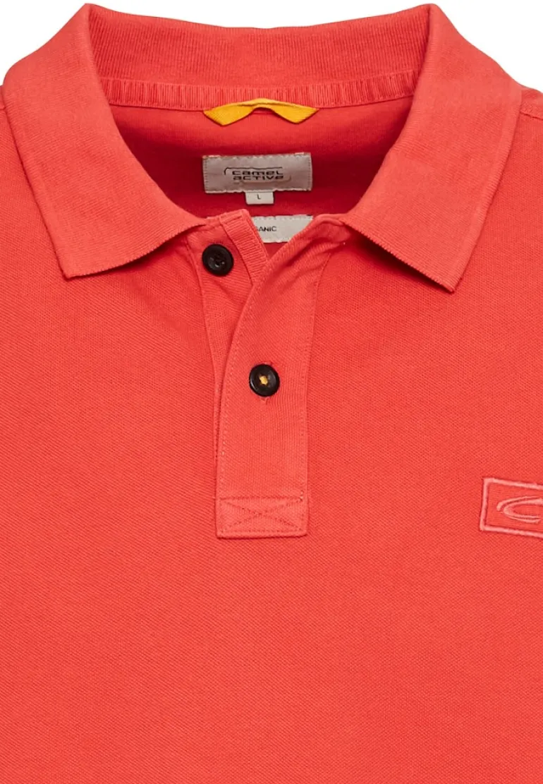 Kurzarm Poloshirt aus Baumwolle sunfaded red
