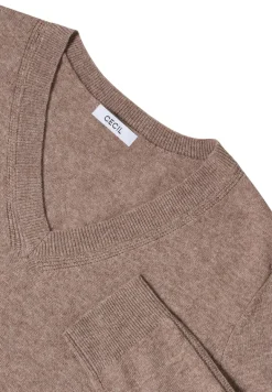 Kuscheliger V-Neck Pullover chocolate mousse melange